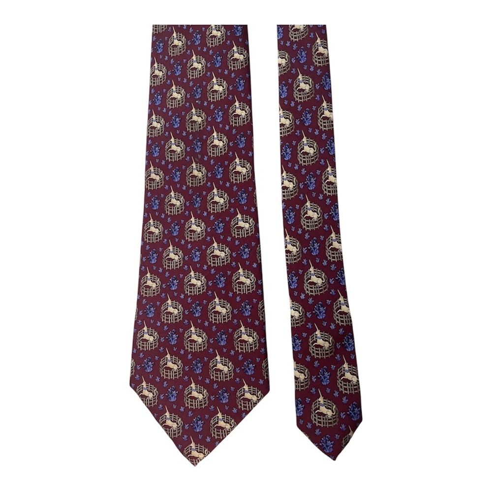 Unicorn art cream and red tie